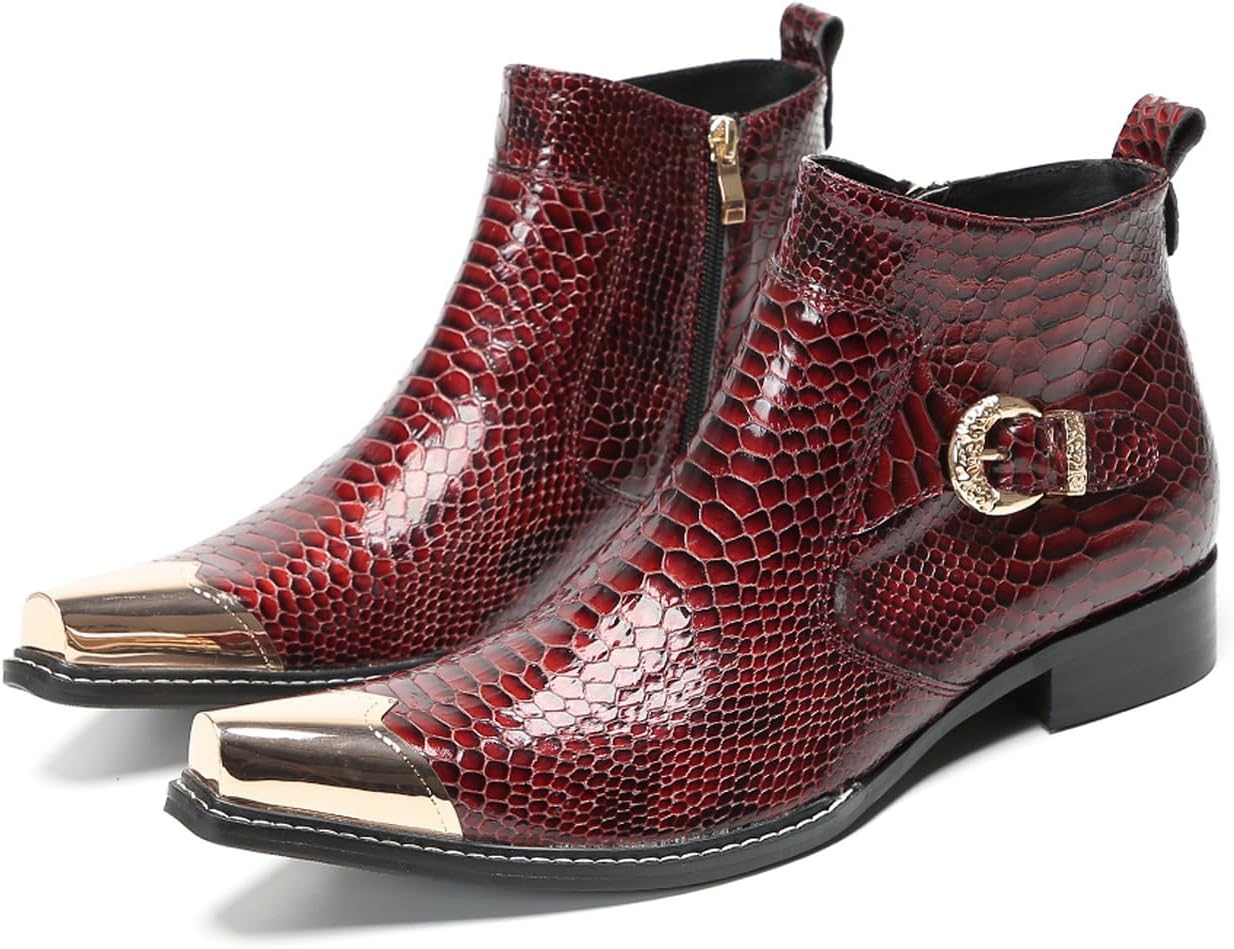 Мужские ботинки Santimon Chelsea из натуральной кожи с тиснением под змею - роскошные ручной работы, с металлическим заостренным носком, вечерние и ковбойские ботинки до щиколотки с боковой молнией для вечеринок, свадеб, клубов и диско, красный
Мужские ботинки Santimon Chelsea из натуральной кожи с тиснением под змею - роскошные ручной работы, с металлическим заостренным носком, вечерние и ковбойские ботинки до щиколотки с боковой молнией для вечеринок, свадеб, клубов и диско, красный