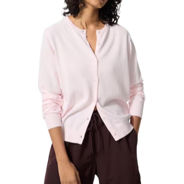 UNIQLO Трикотажный кардиган для женщин, розовый, с круглым вырезом, умеренной длины
UNIQLO Трикотажный кардиган для женщин, розовый, с круглым вырезом, умеренной длины