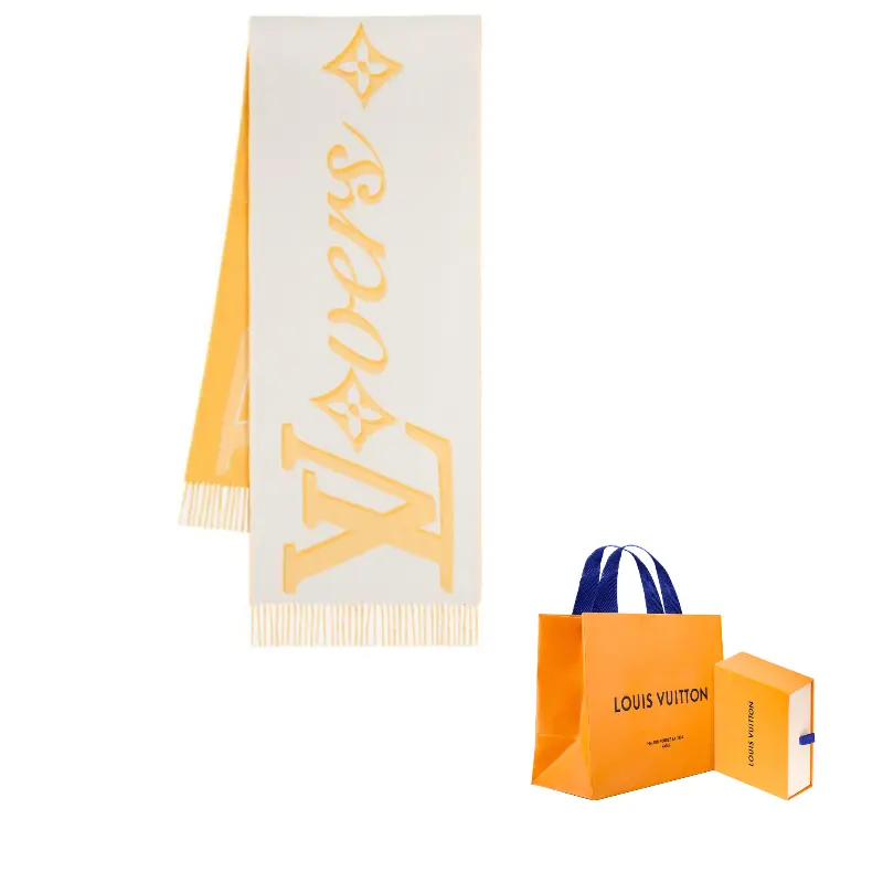 LOUIS VUITTON Белый шерстяной вязаный шарф для мужчин, White 
LOUIS VUITTON Белый шерстяной вязаный шарф для мужчин, White