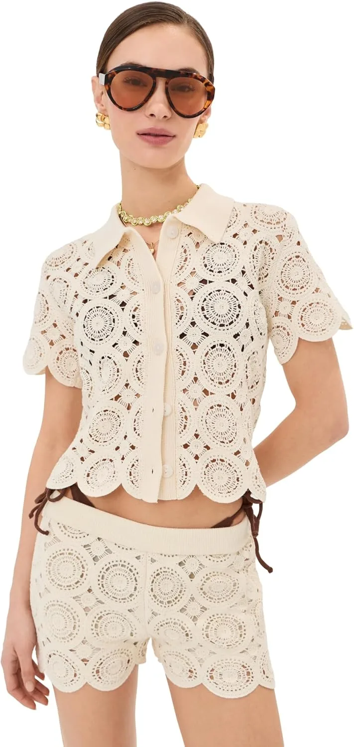 Женский поло LE BOP с кружевной отделкой
Женский поло LE BOP с кружевной отделкой