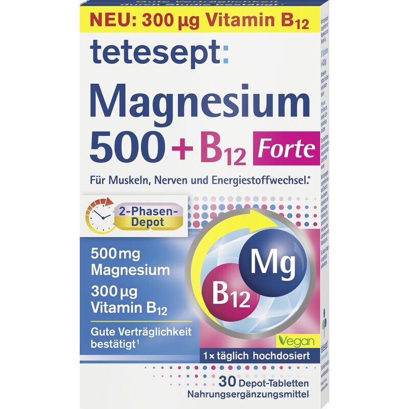 Магний 500 + В12 Форте tetesept, 42,8 g
Магний 500 + В12 Форте tetesept, 42,8 g