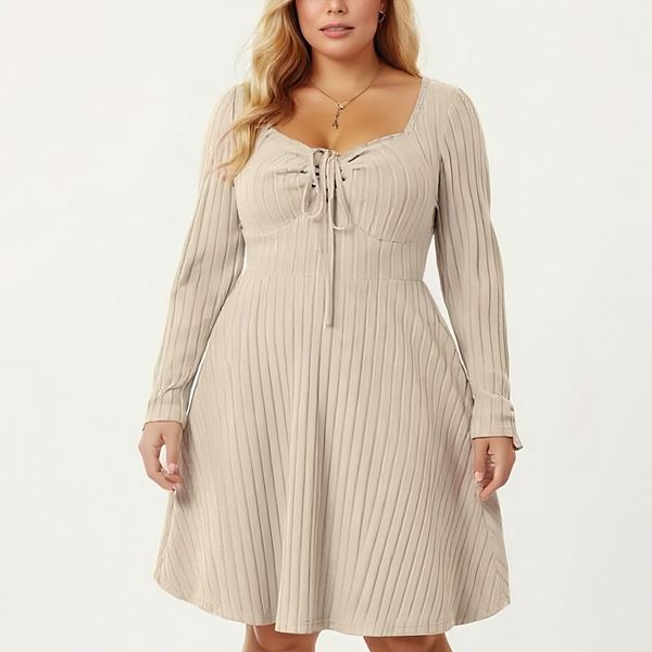 Женское платье с длинным рукавом, ребристым трикотажем, завязкой спереди и расклешенной юбкой Anna-Kaci, Light Beige
Женское платье с длинным рукавом, ребристым трикотажем, завязкой спереди и расклешенной юбкой Anna-Kaci, Light Beige