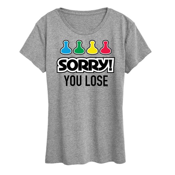 Женская футболка с надписью «Sorry You Lost» от Hasbro, серый
Женская футболка с надписью «Sorry You Lost» от Hasbro, серый