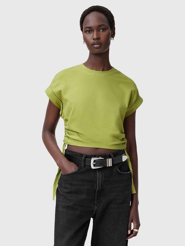 Футболка mira из чистого органического хлопка с рюшами AllSaints, цвет Unity Green 
Футболка mira из чистого органического хлопка с рюшами AllSaints, цвет Unity Green