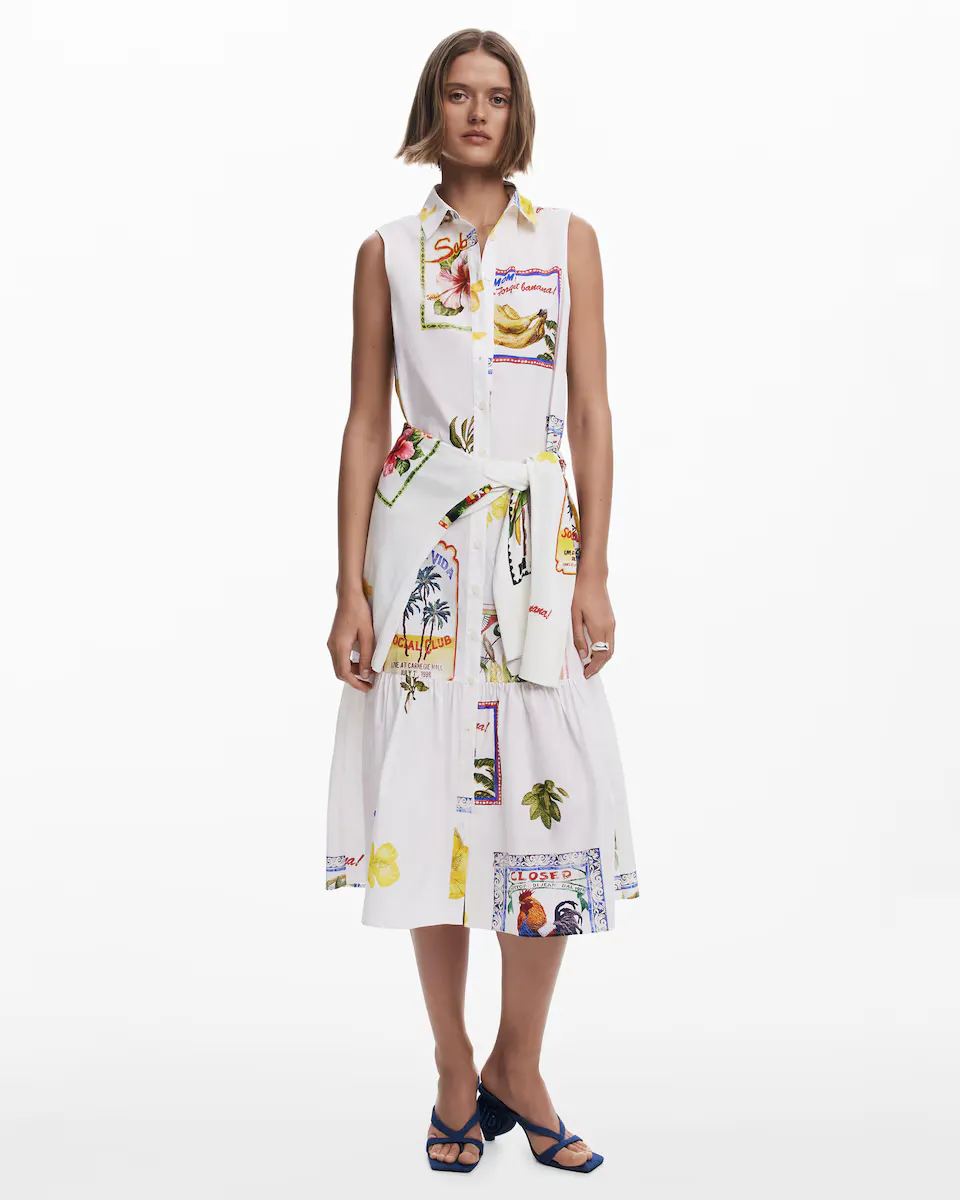 Рубашечное платье с принтом в почтовую марку Desigual, белый
Рубашечное платье с принтом в почтовую марку Desigual, белый