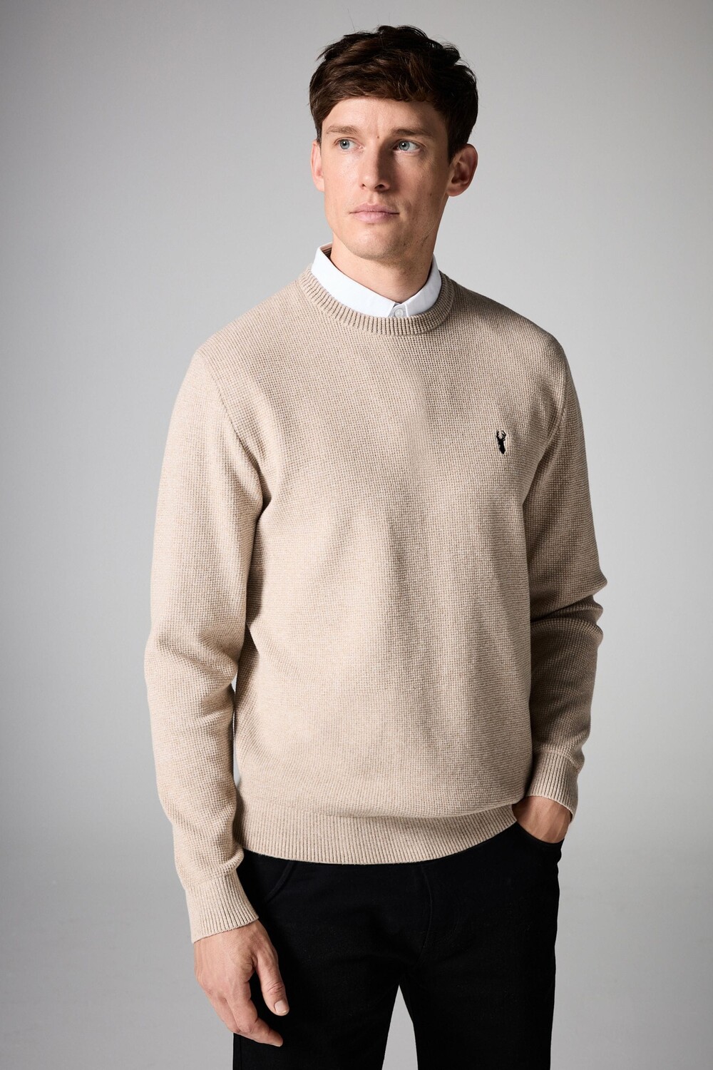 Обычная имитация джемпера рубашки Next, нейтральный 
Обычная имитация джемпера рубашки Next, нейтральный