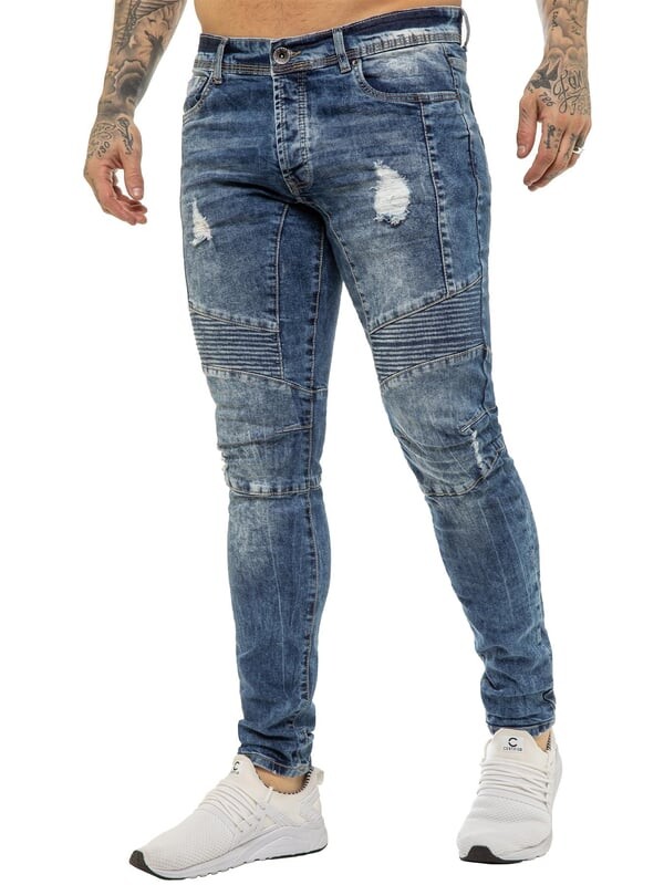 Мужские джинсы скинни из байкерского денима стрейч Enzo, синий
Мужские джинсы скинни из байкерского денима стрейч Enzo, синий