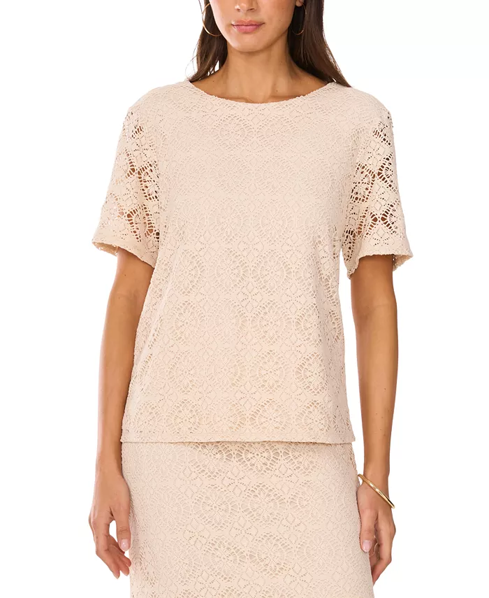 Женская короткорукавная блуза с кружевом Vince Camuto, коричневый/бежевый
Женская короткорукавная блуза с кружевом Vince Camuto, коричневый/бежевый