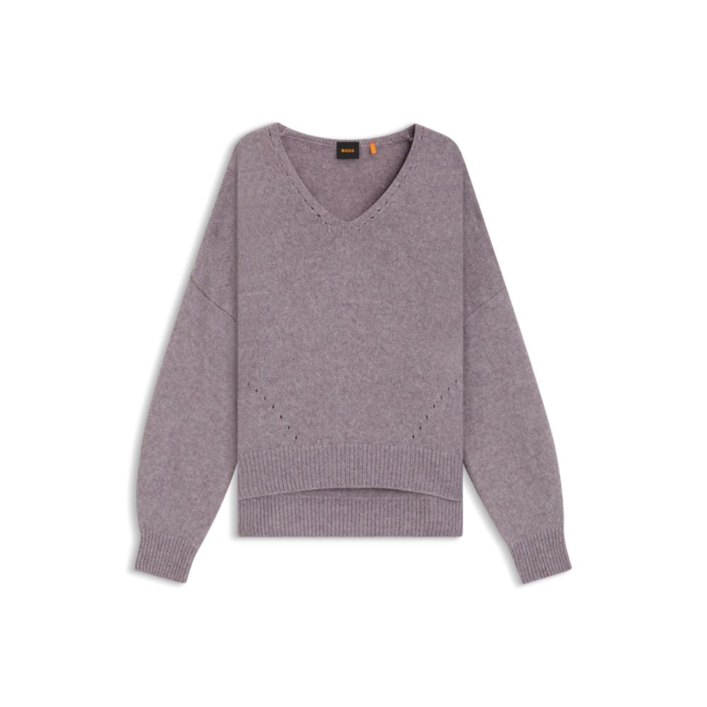 Свитер с V-образным вырезом из итальянской пряжи BOSS, светло-фиолетовый
Свитер с V-образным вырезом из итальянской пряжи BOSS, светло-фиолетовый