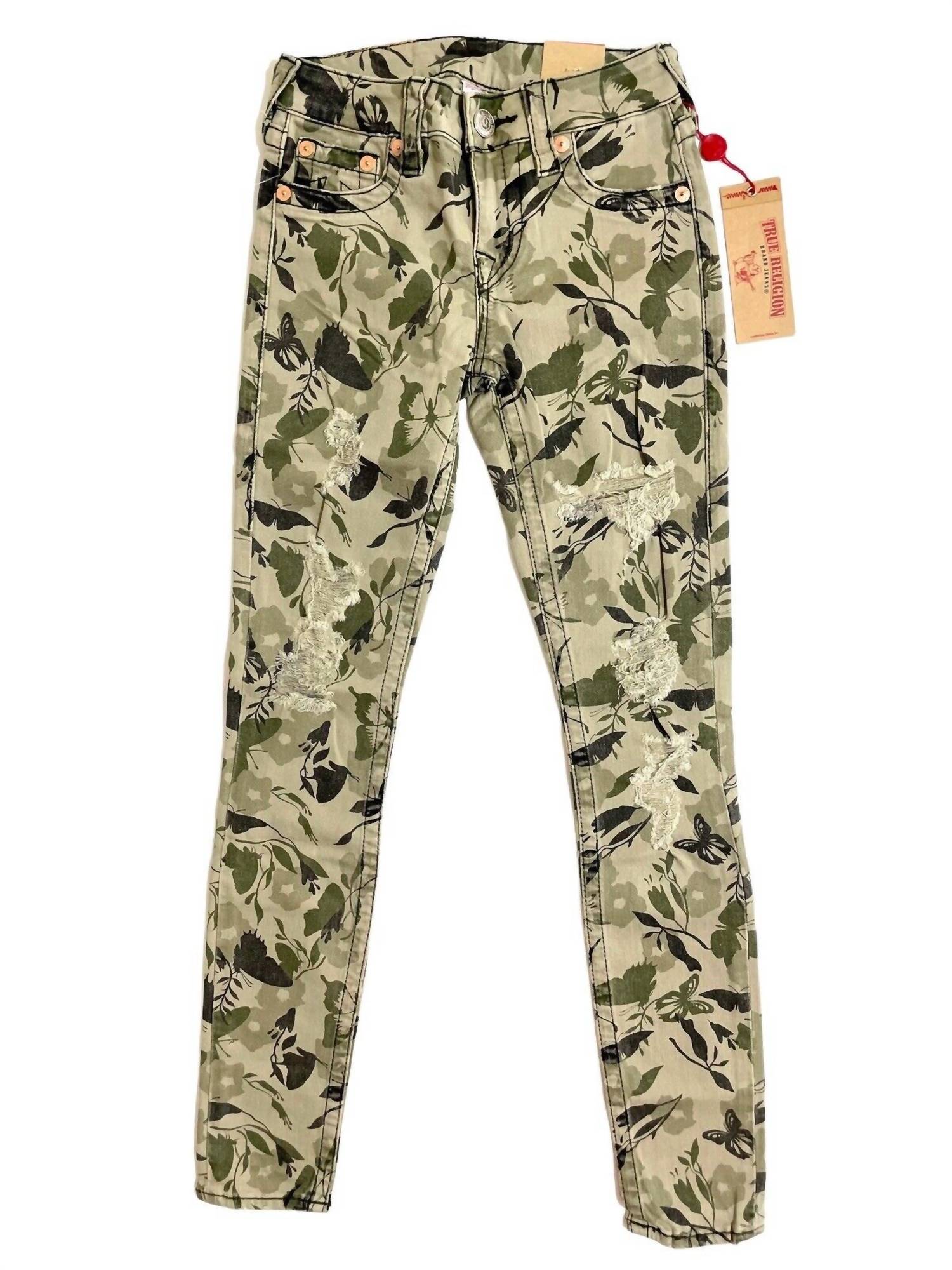 Женские узкие джинсы Garden Camo с потертостями зеленого цвета True Religion
Женские узкие джинсы Garden Camo с потертостями зеленого цвета True Religion