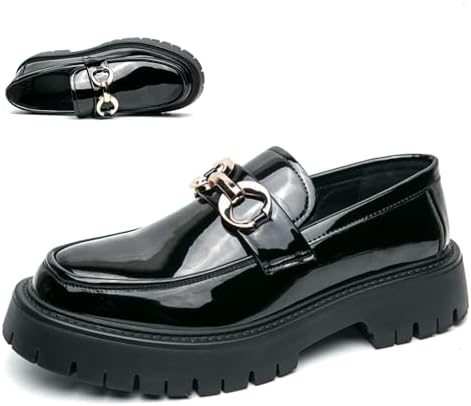 Мужские лоферы на толстой подошве из лакированной кожи с металлическим декором, слипоны с ребристой подошвой, деловые туфли, повседневные нескользящие амортизирующие обувь Qooel, черный
Мужские лоферы на толстой подошве из лакированной кожи с металлическим декором, слипоны с ребристой подошвой, деловые туфли, повседневные нескользящие амортизирующие обувь Qooel, черный