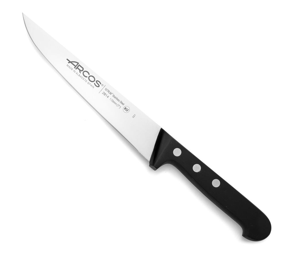 Нож кухонный Arcos Universal 281404 из нитровой стали, с манго из полиоксиметилена и лезвием длиной 17 см в футляре
Нож кухонный Arcos Universal 281404 из нитровой стали, с манго из полиоксиметилена и лезвием длиной 17 см в футляре
