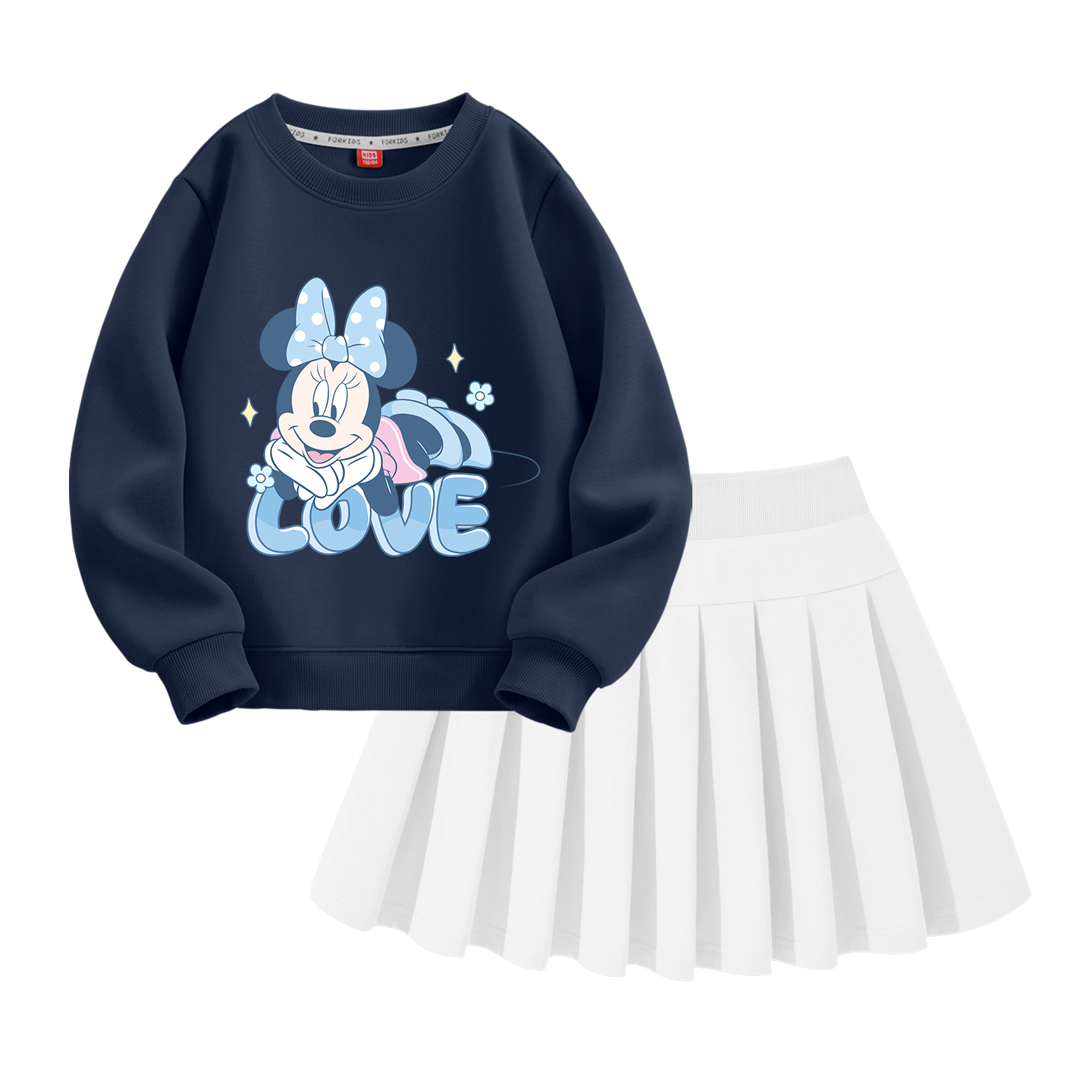 Детский комплект из двух предметов: юбка и футболка с круглым вырезом и коротким рукавом Disney, di tianyin темно-синий+solid color белый
Детский комплект из двух предметов: юбка и футболка с круглым вырезом и коротким рукавом Disney, di tianyin темно-синий+solid color белый