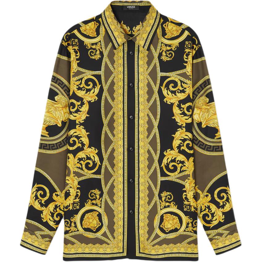 Черная футболка Barocco с принтом и пуговицами VERSACE
Черная футболка Barocco с принтом и пуговицами VERSACE