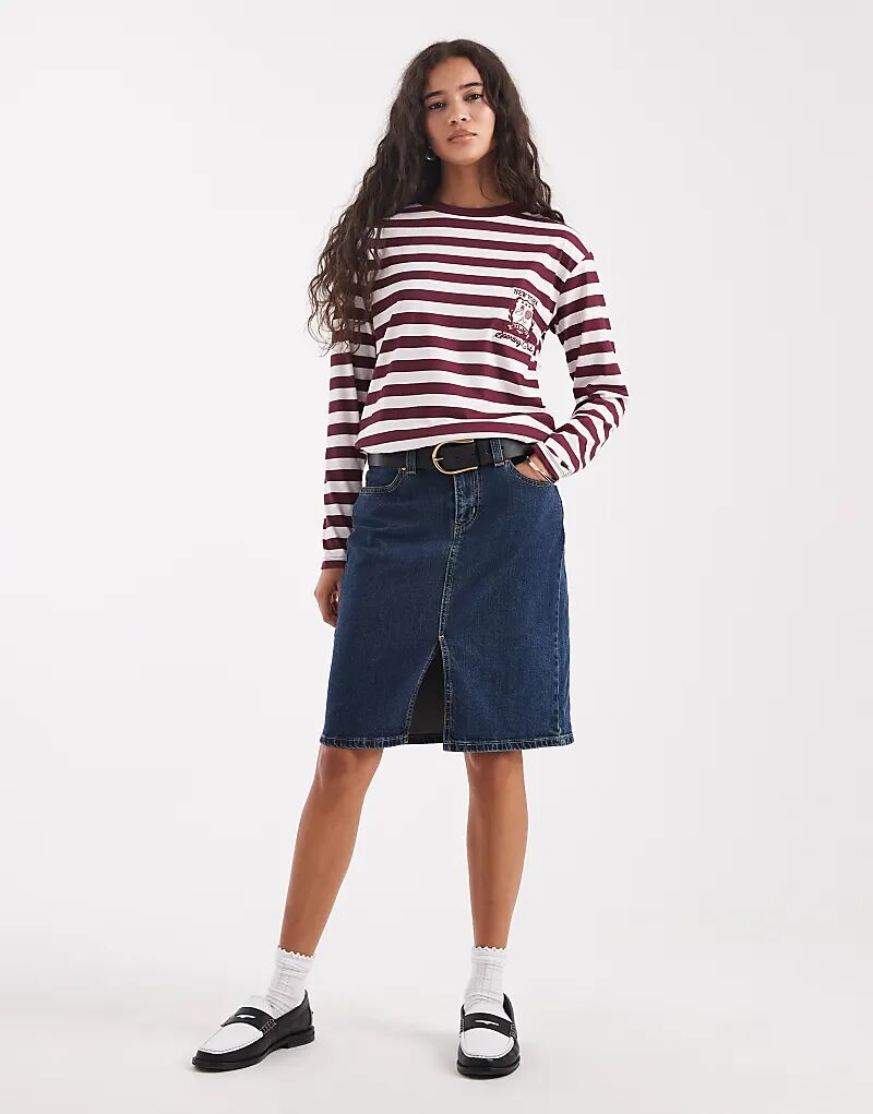 Юбка миди из денима Levi's с заниженной талией, темного цвета, винтажная стирка
Юбка миди из денима Levi's с заниженной талией, темного цвета, винтажная стирка