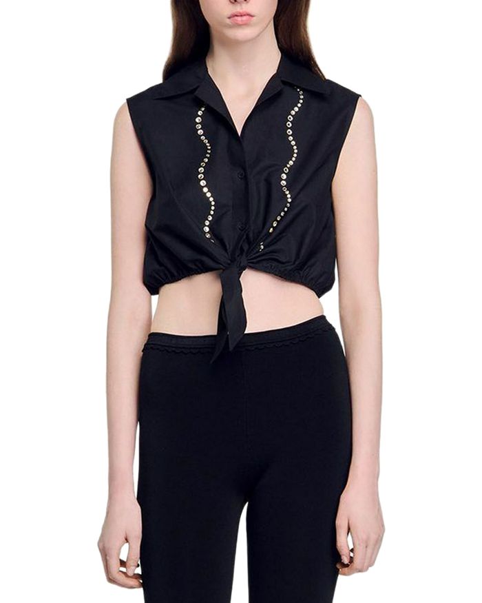 Короткая блуза с пайетками Sandro, черный
Короткая блуза с пайетками Sandro, черный