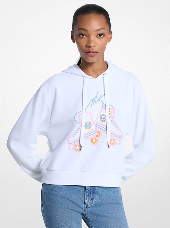 Худи из хлопкового микса с графикой и пайетками Michael Kors, белый
Худи из хлопкового микса с графикой и пайетками Michael Kors, белый