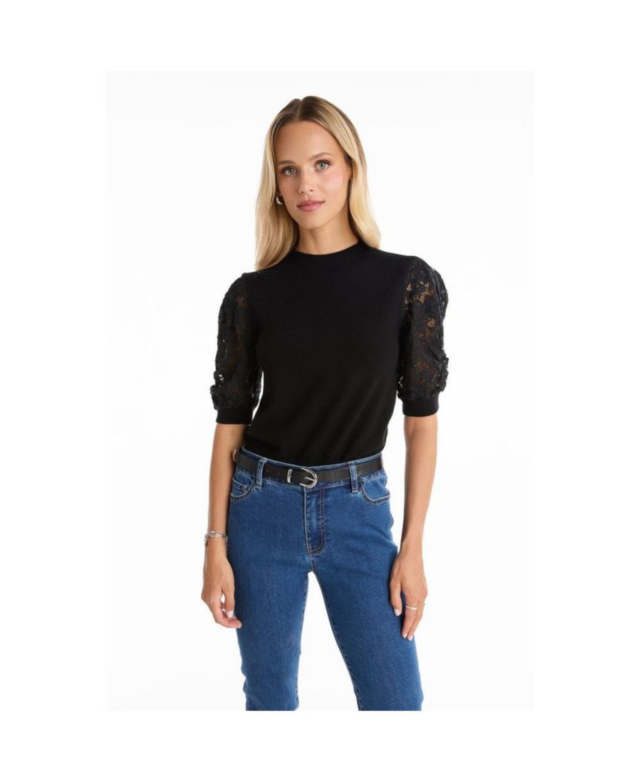 Женская блузка Sylvie с кружевными рукавами - черная The Noli Shop, Black
Женская блузка Sylvie с кружевными рукавами - черная The Noli Shop, Black