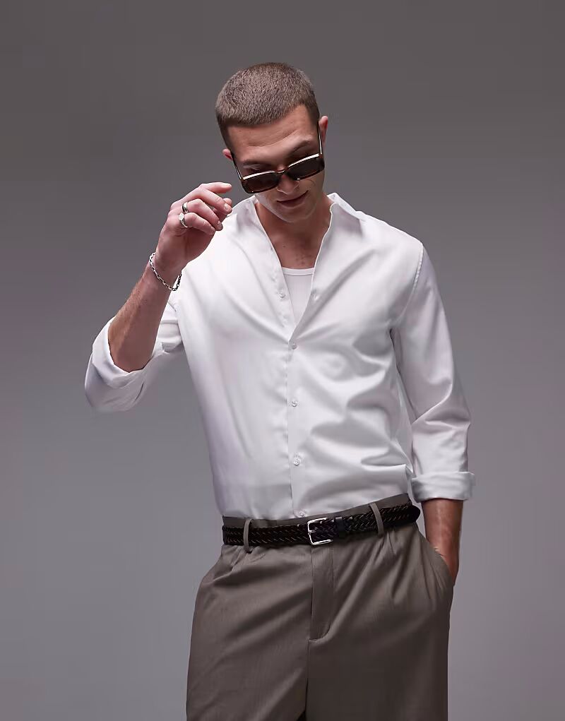 Рубашка Topman с длинными рукавами, облегающая, белого цвета
Рубашка Topman с длинными рукавами, облегающая, белого цвета