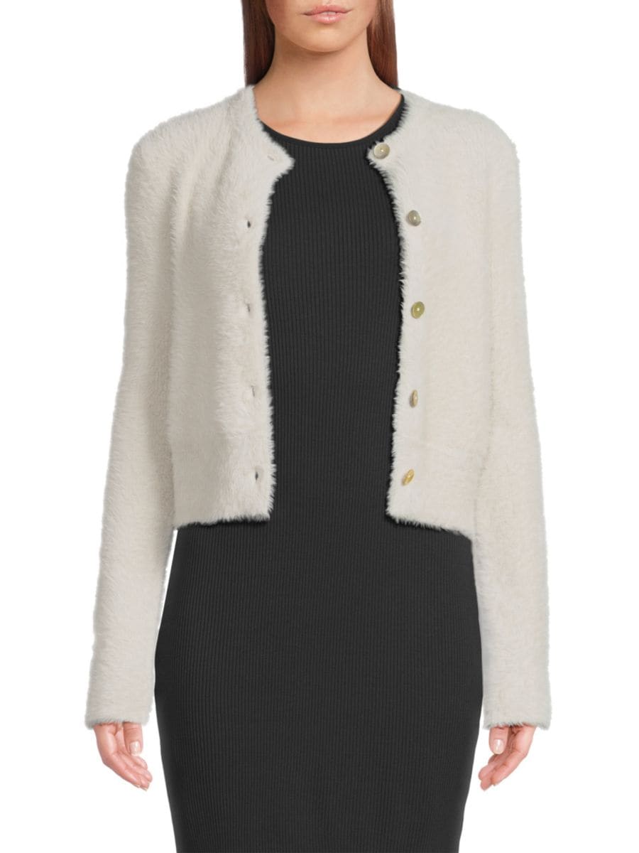 Кардиган с пушистым узором из ресниц Vince, цвет Light Birch
Кардиган с пушистым узором из ресниц Vince, цвет Light Birch