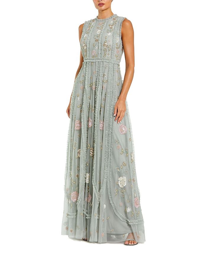 Цветочное кружевное платье-футляр без рукавов с микрооборками Mac Duggal, зеленый
Цветочное кружевное платье-футляр без рукавов с микрооборками Mac Duggal, зеленый
