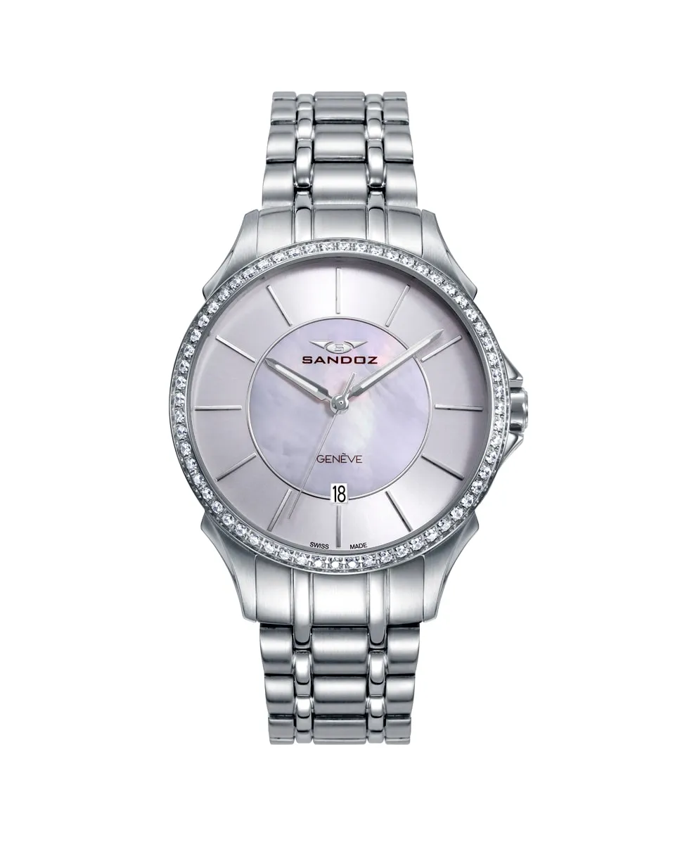 Женские часы Elle из стали с тремя стрелками и камнями на безеле Sandoz, серебряный
Женские часы Elle из стали с тремя стрелками и камнями на безеле Sandoz, серебряный
