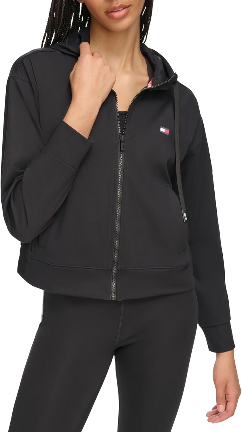 Женская толстовка с капюшоном и интерлоком Tommy Hilfiger на молнии, Black
Женская толстовка с капюшоном и интерлоком Tommy Hilfiger на молнии, Black