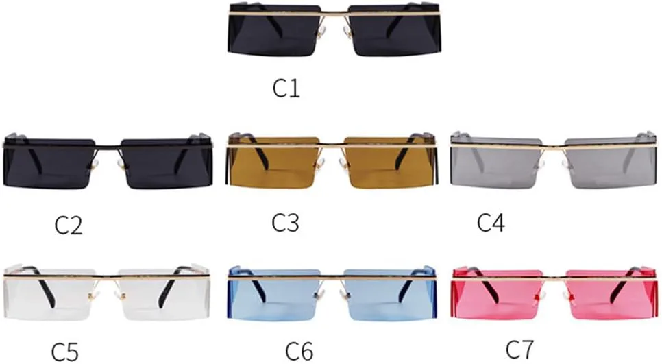 Винтажные солнцезащитные очки в стиле стимпанк, прямоугольные, женские и мужские, без оправы, с зеркальными линзами, футуристические солнцезащитные очки VFDHN, C3
Винтажные солнцезащитные очки в стиле стимпанк, прямоугольные, женские и мужские, без оправы, с зеркальными линзами, футуристические солнцезащитные очки VFDHN, C3