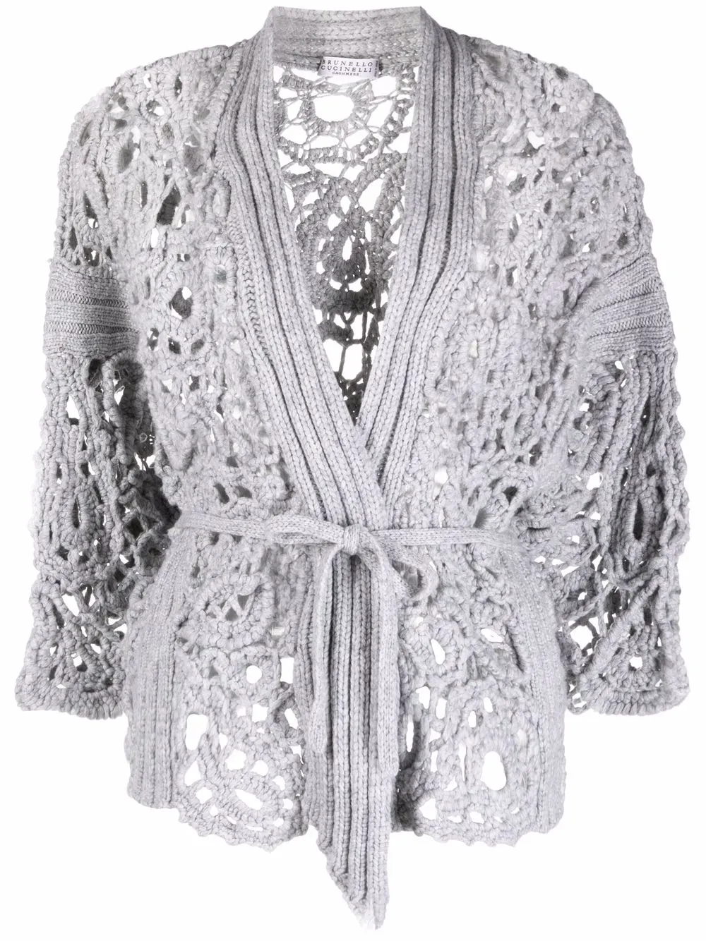 Кардиган в технике кроше Brunello Cucinelli, серый
Кардиган в технике кроше Brunello Cucinelli, серый