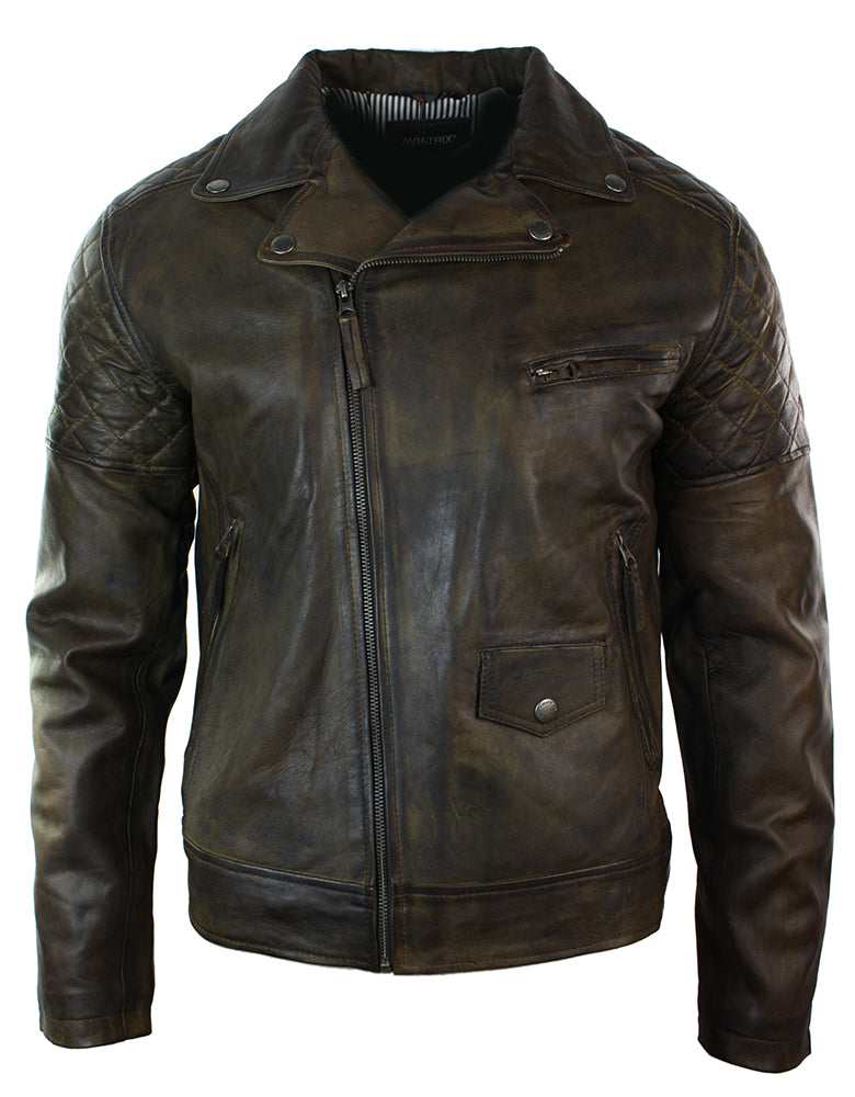 Винтажная кожаная байкерская куртка TruClothing, коричневый
Винтажная кожаная байкерская куртка TruClothing, коричневый