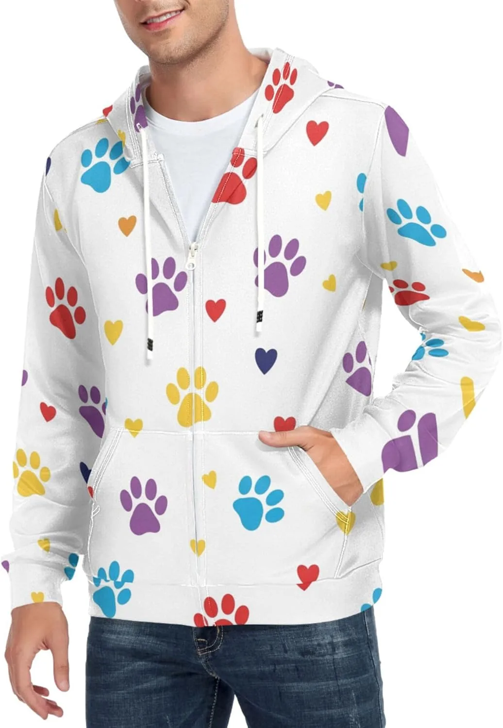 Мужская толстовка с полной молнией и принтом разноцветных лап CUPADA
Мужская толстовка с полной молнией и принтом разноцветных лап CUPADA