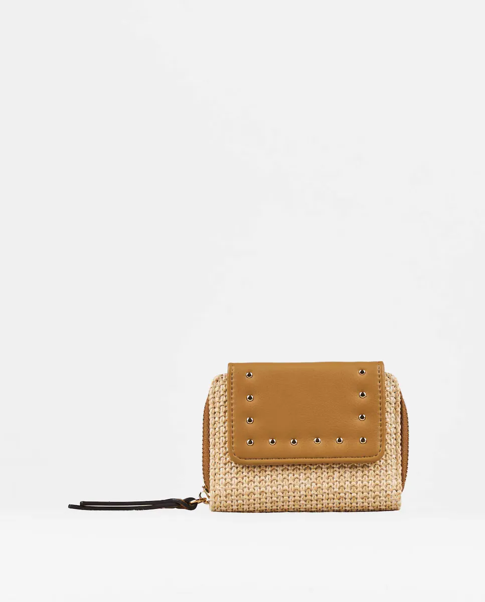Маленький женский кошелек из рафии с коричневыми заклепками PACOMARTINEZ, натуральный
Маленький женский кошелек из рафии с коричневыми заклепками PACOMARTINEZ, натуральный