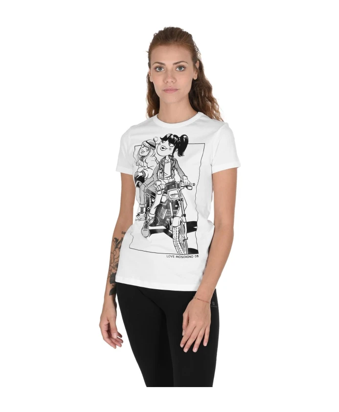 Стильная белая хлопковая футболка с принтом мотоцикла. Love Moschino, белый
Стильная белая хлопковая футболка с принтом мотоцикла. Love Moschino, белый