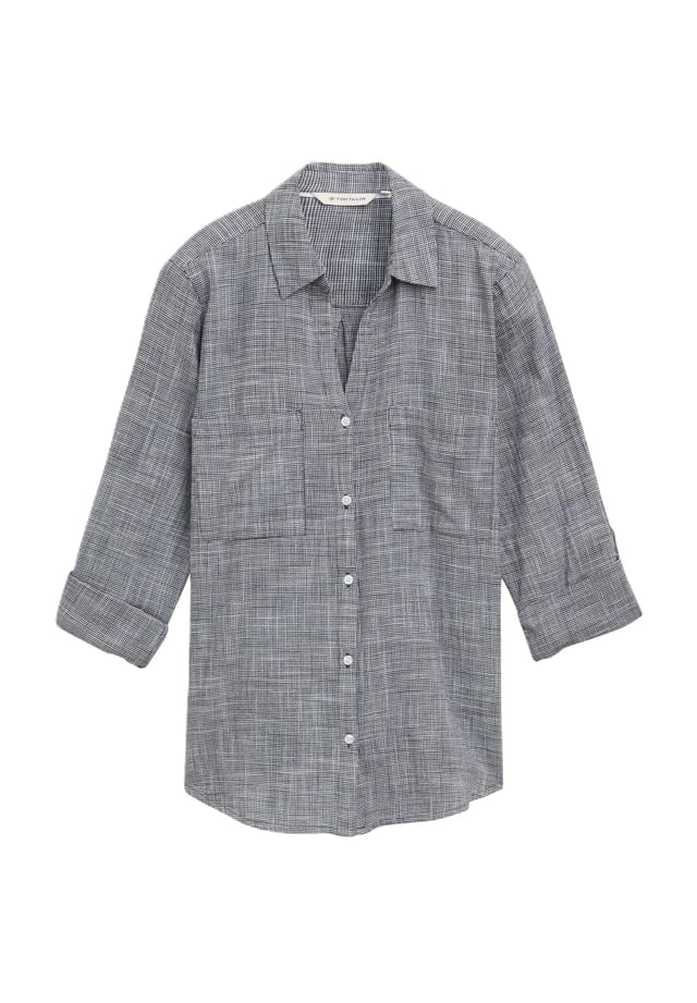 Рубашка блузка блузка воротник нагрудные карманы Tom Tailor, синий 
Рубашка блузка блузка воротник нагрудные карманы Tom Tailor, синий