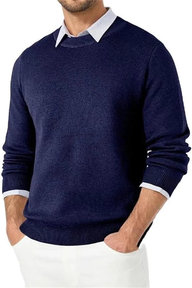 Мужской шерстяной свитер с круглым вырезом
Мужской шерстяной свитер с круглым вырезом