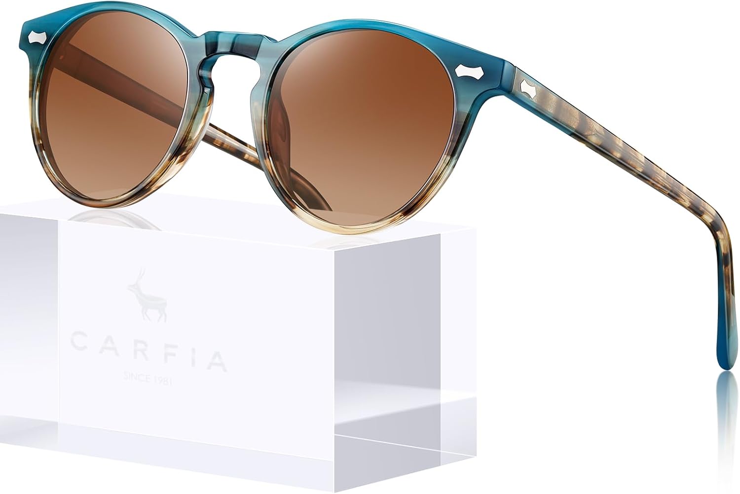 Солнцезащитные очки CARFIA Retro с поляризацией для женщин, защита от УФ-излучения, ацетатный материал, классический винтажный стиль, круглые линзы, 1.new Fashion Two-tone Gradient Brown Lens
Солнцезащитные очки CARFIA Retro с поляризацией для женщин, защита от УФ-излучения, ацетатный материал, классический винтажный стиль, круглые линзы, 1.new Fashion Two-tone Gradient Brown Lens