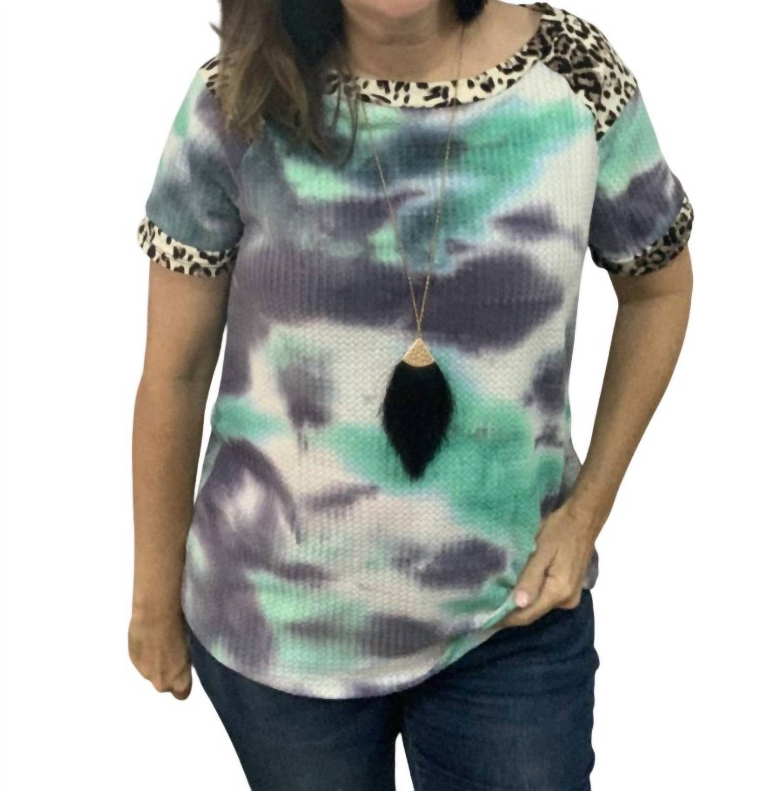 Топ с коротким рукавом в технике тай-дай в цвете морской волны White Birch, Teal
Топ с коротким рукавом в технике тай-дай в цвете морской волны White Birch, Teal