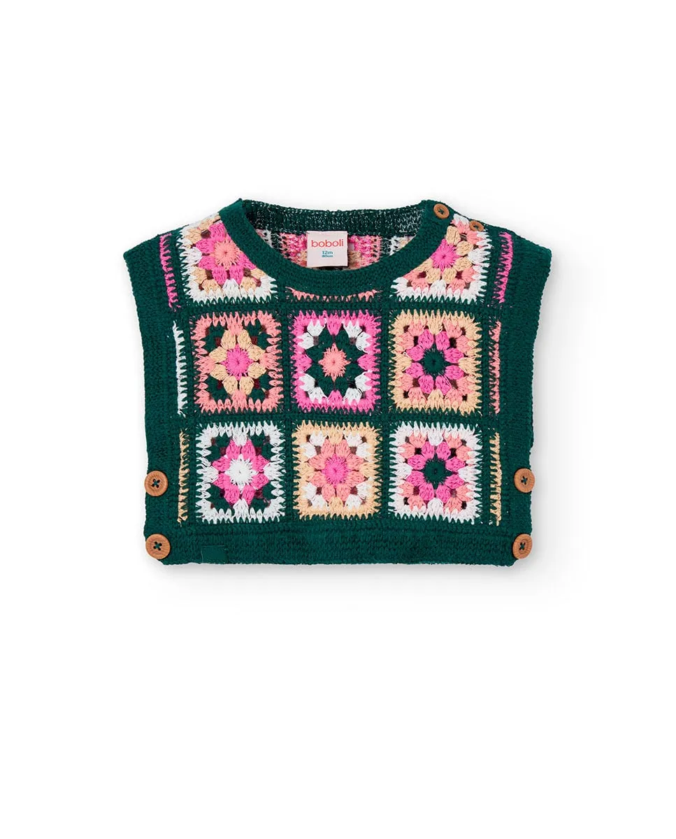 Вязаный жилет для девочки с цветочным принтом и круглым вырезом Boboli, мультиколор
Вязаный жилет для девочки с цветочным принтом и круглым вырезом Boboli, мультиколор