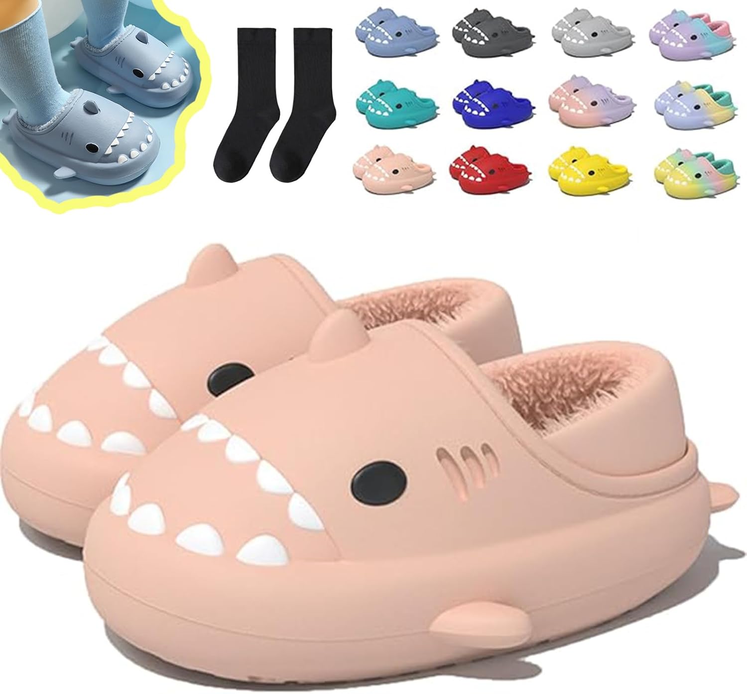 Зимние тапочки в виде акулы, тапочки с акулой со съемной плюшевой подкладкой, теплые зимние плюшевые удобные нескользящие шлепанцы Generic, розовый
Зимние тапочки в виде акулы, тапочки с акулой со съемной плюшевой подкладкой, теплые зимние плюшевые удобные нескользящие шлепанцы Generic, розовый