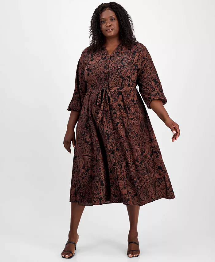 Платье-рубашка больших размеров с принтом пейсли Robbie Bee, коричневый
Платье-рубашка больших размеров с принтом пейсли Robbie Bee, коричневый