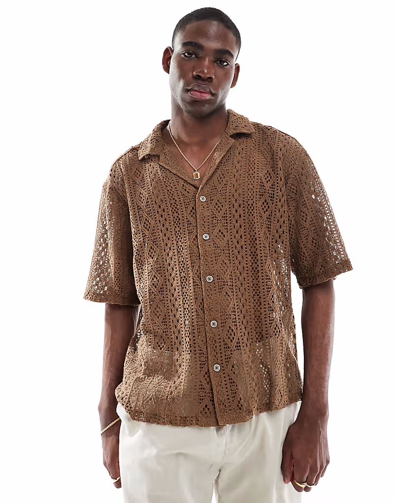 Кружевная рубашка ONLY & SONS коричневого цвета
Кружевная рубашка ONLY & SONS коричневого цвета