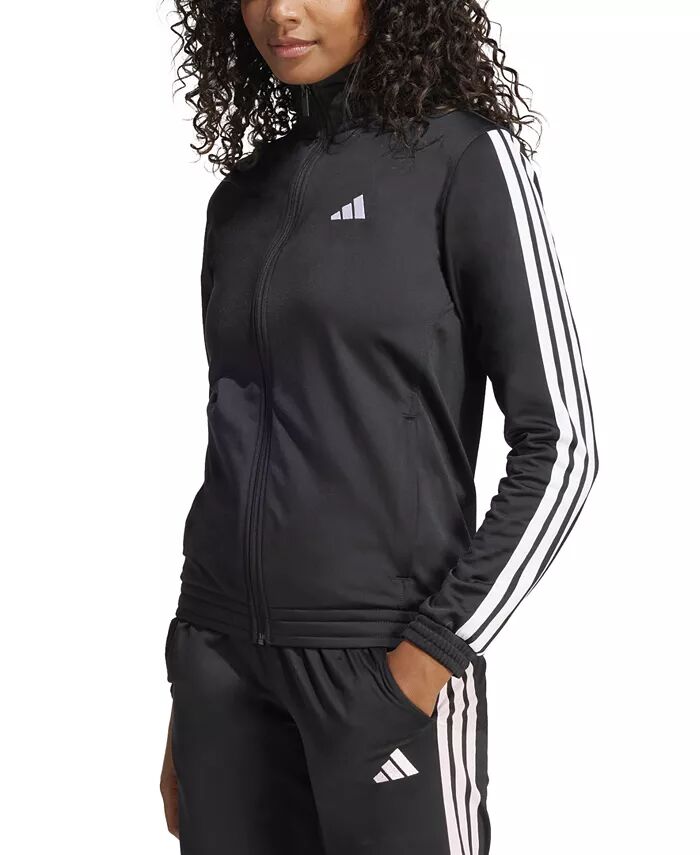 Женская трикотажная спортивная куртка с тремя полосками adidas, черный
Женская трикотажная спортивная куртка с тремя полосками adidas, черный