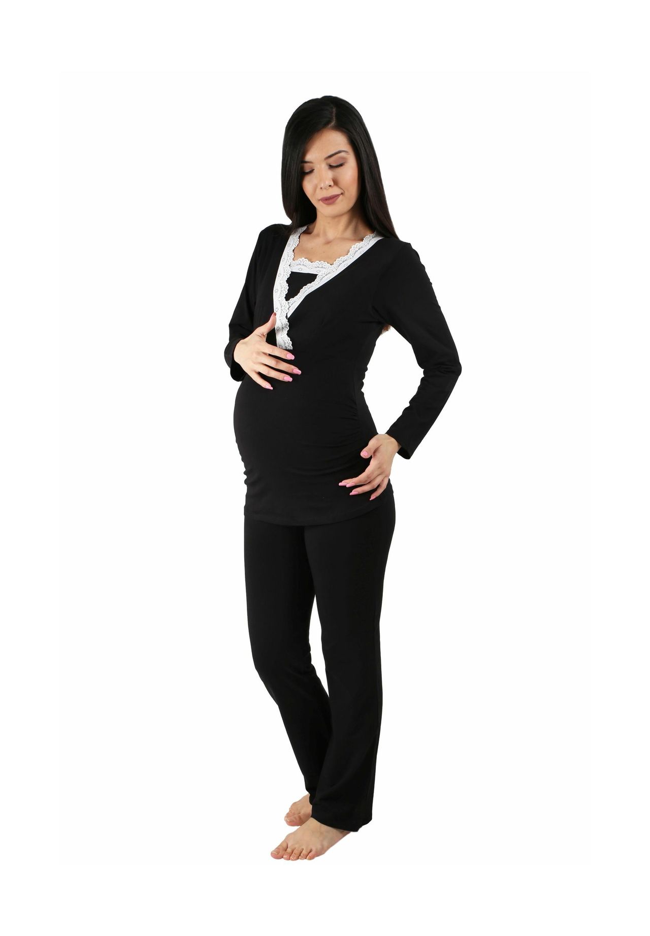 Пижамный комплект для беременных, кружевная пижама для беременных с функцией кормления M.M.C., черный
Пижамный комплект для беременных, кружевная пижама для беременных с функцией кормления M.M.C., черный
