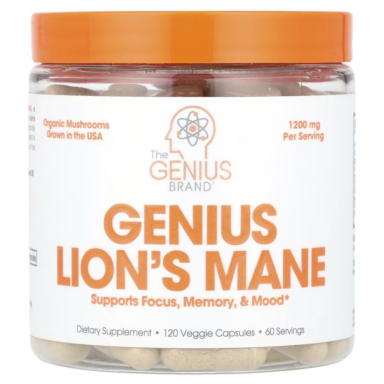 Genius Lion's Mane, 1200 мг, 120 растительных капсул (600 мг на капсулу) The Genius Brand
Genius Lion's Mane, 1200 мг, 120 растительных капсул (600 мг на капсулу) The Genius Brand