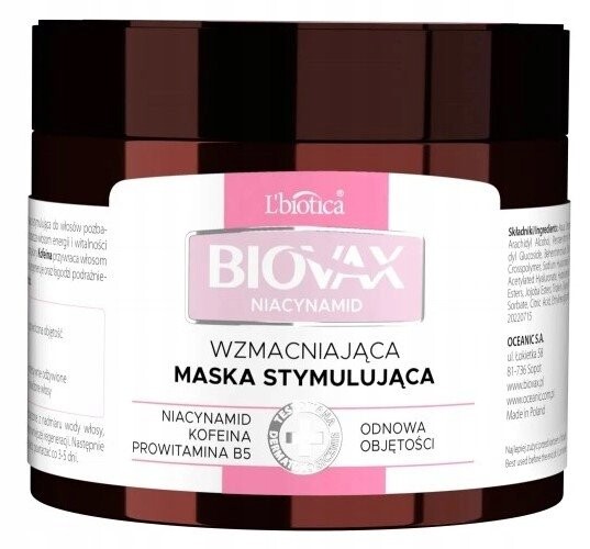 Укрепляющая маска для волос, 250 мл Biovax Niacinamine, Oceanic
Укрепляющая маска для волос, 250 мл Biovax Niacinamine, Oceanic