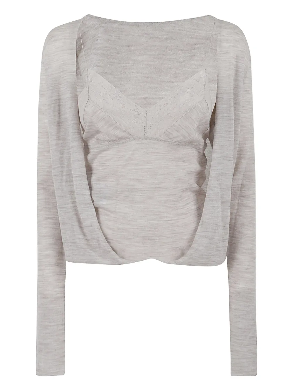 Топ с кружевной вставкой Alberta Ferretti, нейтральный
Топ с кружевной вставкой Alberta Ferretti, нейтральный