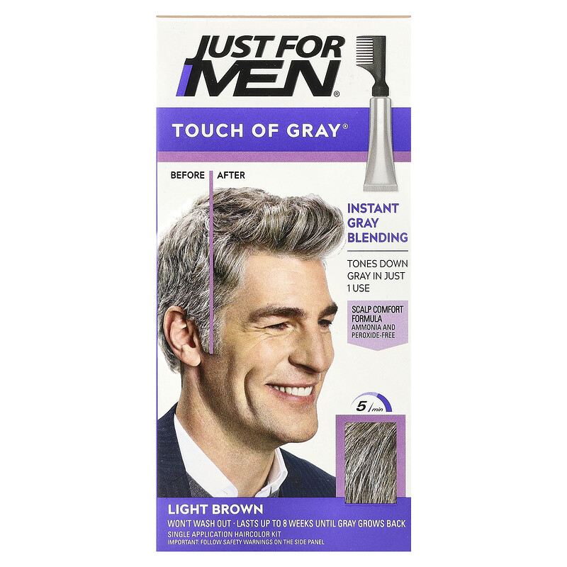 Just for Men, Touch of Grey, T-25, светло-коричневый, набор для одноразовой краски для волос
Just for Men, Touch of Grey, T-25, светло-коричневый, набор для одноразовой краски для волос