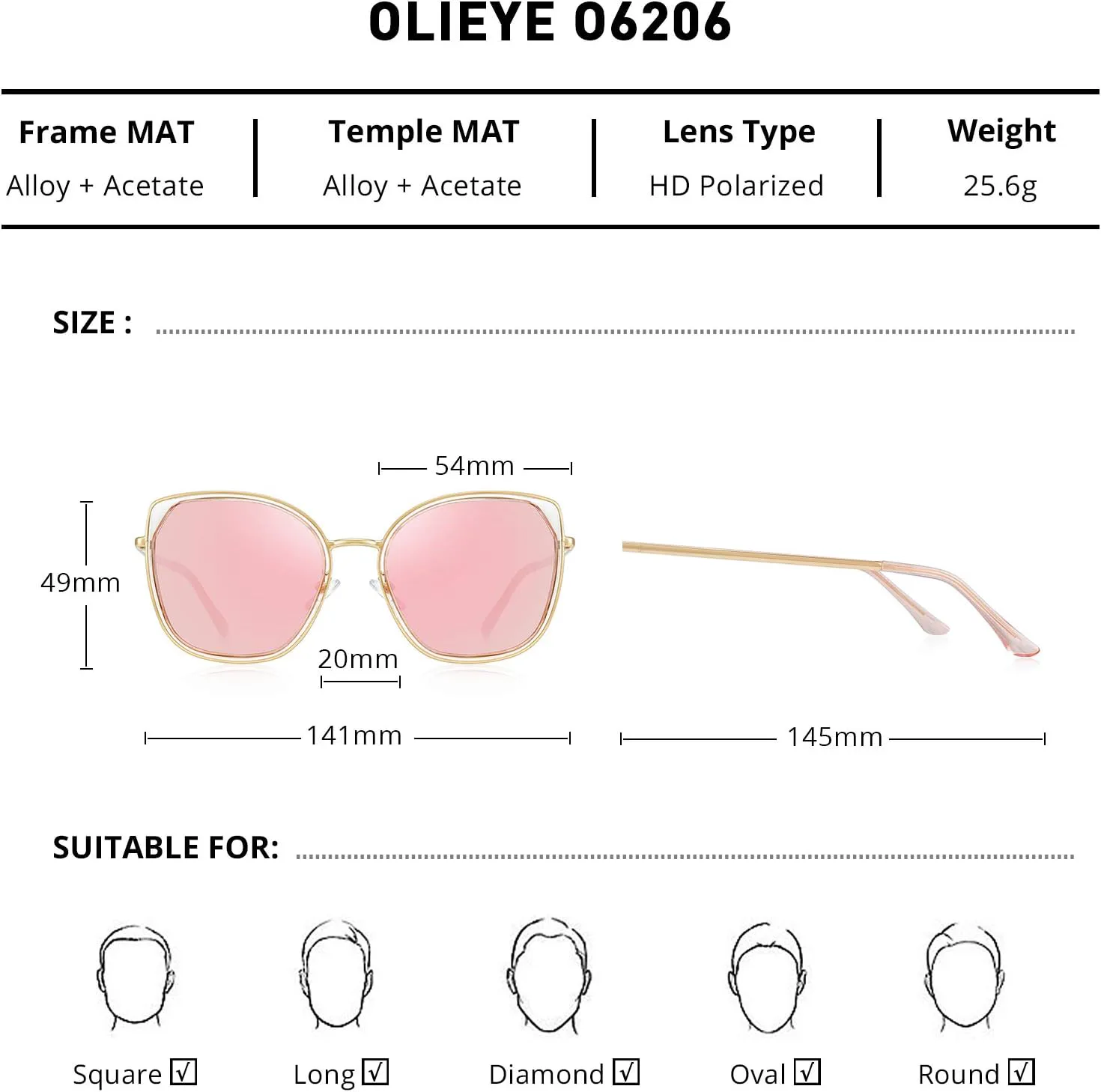 Поляризованные солнцезащитные очки «кошачий глаз» для женщин, модные солнцезащитные очки UV400 от известного бренда OLIEYE, Pink Frame/Pink Mirror Lens/Gold Temples
Поляризованные солнцезащитные очки «кошачий глаз» для женщин, модные солнцезащитные очки UV400 от известного бренда OLIEYE, Pink Frame/Pink Mirror Lens/Gold Temples