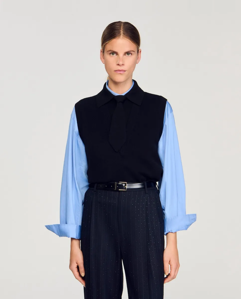 Женский жилет с галстуком Sandro, черный
Женский жилет с галстуком Sandro, черный