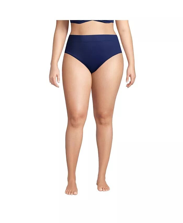 Плавки бикини с высокой талией больших размеров для контроля живота Lands' End, синий
Плавки бикини с высокой талией больших размеров для контроля живота Lands' End, синий